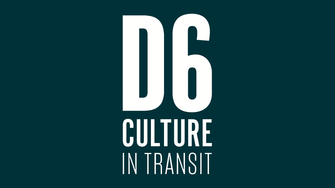 D6 culture in transit logo - the D and the 6 rise blocky and tall and cool-looking.