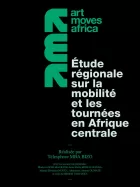 Cover for Arts Moves Africa publication on touring - title text on a black background.