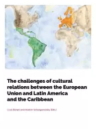 Cover for The challenges of cultural relations between the European Union and Latin America and the Caribbean. Title under a watercolour map of the world.