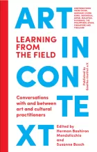 Cover for Art in Context: Learning from the Field - words split into blocks of different sizes to build a kind of vertical tower.