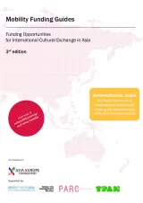 Cover for Asia Mobility Guide. Text on background of a pink world map.