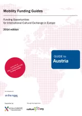 Cover for Austria Mobility Guide. Text on background of a pink world map.