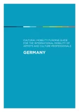 Cover for Germany Mobility Guide. White title text on a navy background with a thin rainbow strip running across the top.