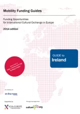Cover for Ireland Mobility Guide. Text on background of a pink world map.