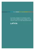 Cover for Latvia Mobility Guide. White title text on a turquoise background with a thin rainbow strip running across the top.