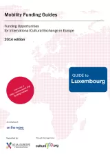 Cover for Luxembourg Mobility Guide. Text on background of a pink world map.