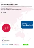 Cover for New Zealand Mobility Guide. Text on background of a pink world map.