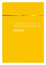 Cover for Poland Mobility Guide. White title text on an orange background with a thin rainbow strip running across the top.