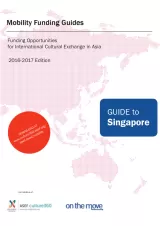 Cover for Singapore Mobility Guide. Text on background of a pink world map.