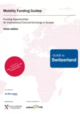 Cover for Switzerland Mobility Guide. Text on background of a pink world map.