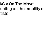 Plain black text on white background saying: RAC x On The Move: Meeting on the mobility of artists