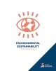 An icon of a wide, orange eye, the pupil replaced by the Earth, on the cover of the SHIFT Environmental Sustainability and the Arts Annotated Bibliography.
