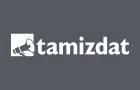 Tamizdat logo - name next to a drawing of a megaphone.